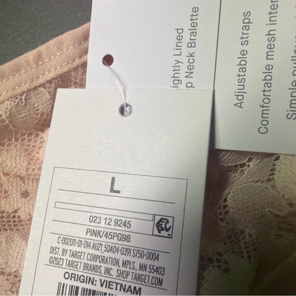 Auden 2 Pack Women's Size Large Lightly Lined Scoop Neck Lace Bralette Pink NWT - Picture 7 of 8
